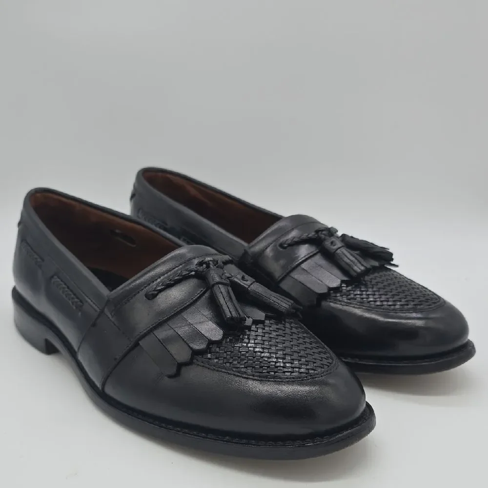 Allen Edmonds Black Woven Tassel Kiltie Loafers